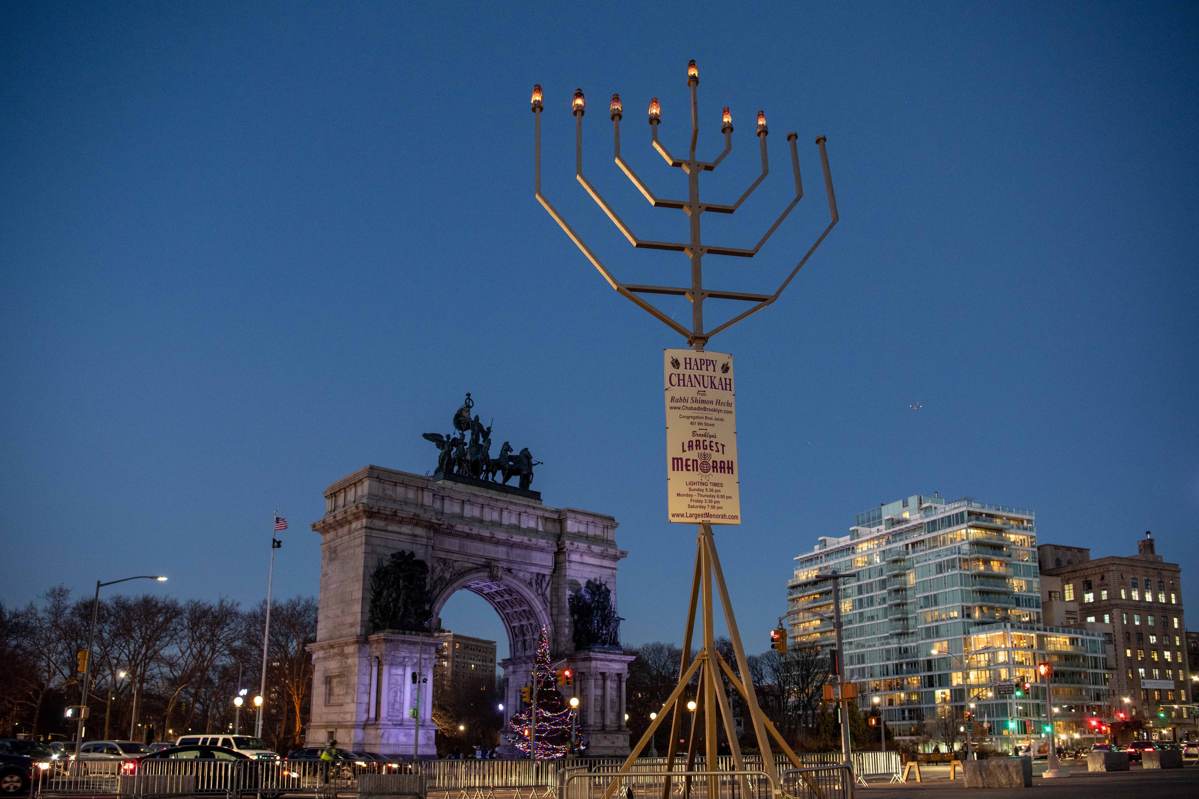 Lighting Largest Hanukkah Menorahs in New York City